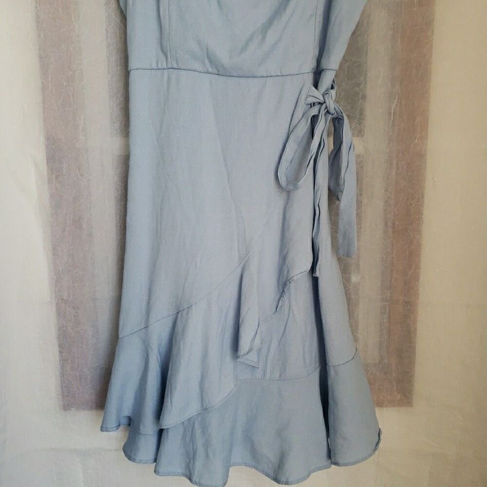 Altar’d State Women's M Light Blue Dawson Dress Ruffle Hem Side Tie Wrap Y2K 90s - Picture 4 of 13